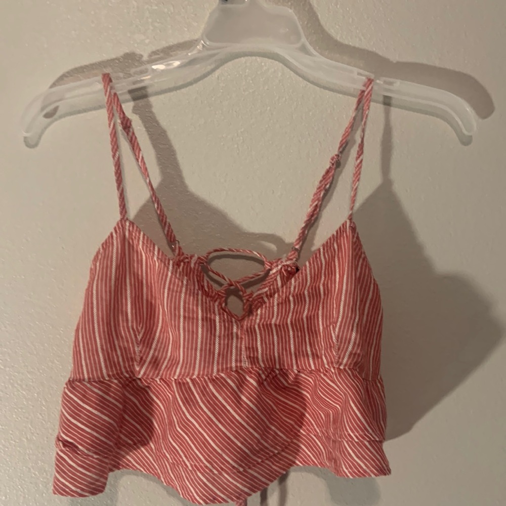 Red and white stripped crop top